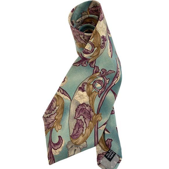 Monsieur Givenchi 90s Vintage Silk GreenTie 4" x 58" EUC Lined 6814 Baroque